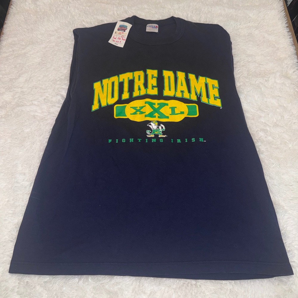 Chalk Line Notre Dame Tank Top Mens XL Navy Blu Fighting Irish Vintage